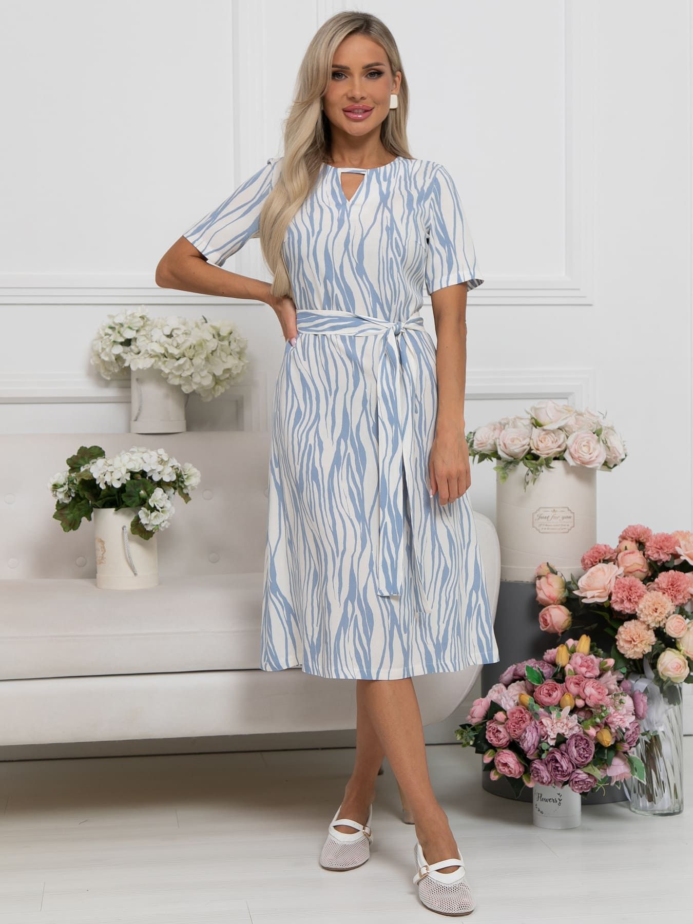 Платье Тоскана (голубо-белое) П15513-45М