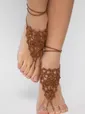 Барефуты Вязанные украшения на ноги (терракот) БФ03