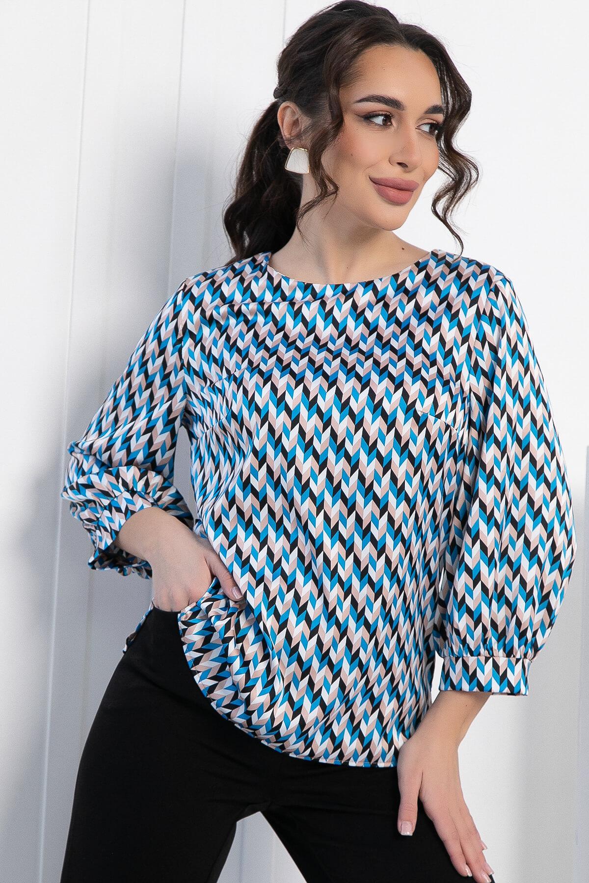 Блуза Мечта сезона (бежево-синяя) Б12910-16М