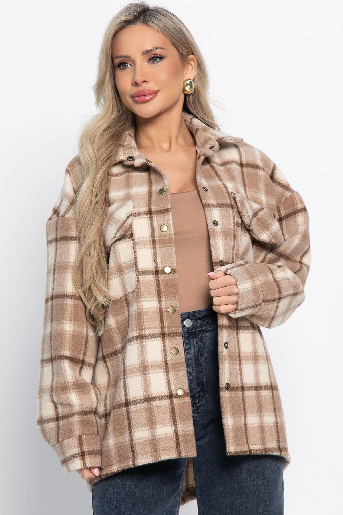 Пальто-рубашка Хармони (бежевая) Б15039-5М