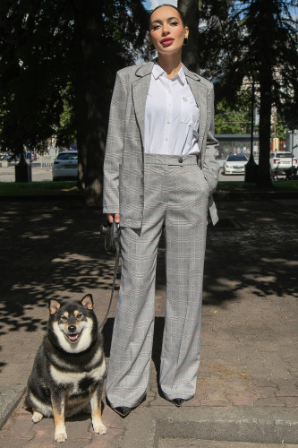 Брюки Брайн (серые/клетка) Б14105-34М