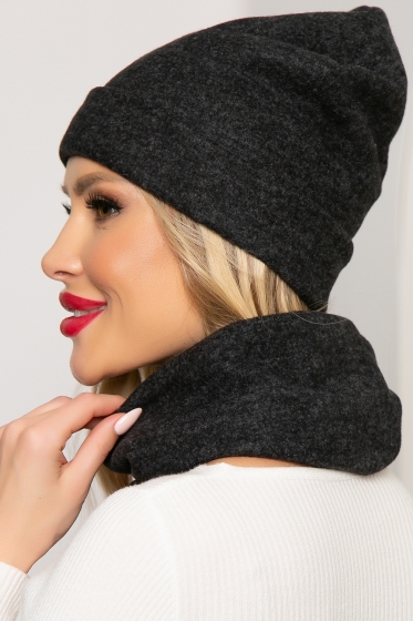 Комплект шапка и снуд (темно-серый) ШС5