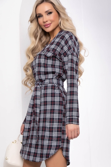 Платье "Сесилия" (темно-синее/клетка) П8409