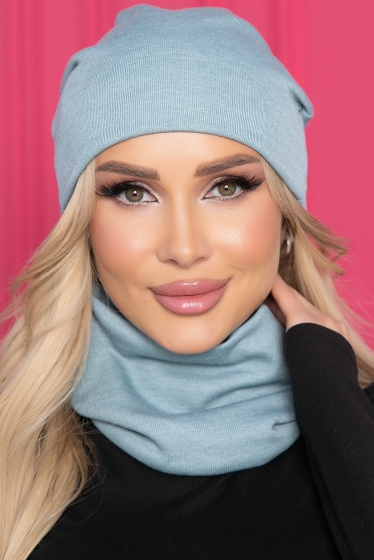 Комплект шапка и снуд (светлая бирюза) ШС17