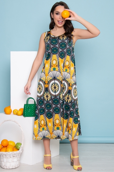 Сарафан "Чаровница" (фантазийный принт) П3295