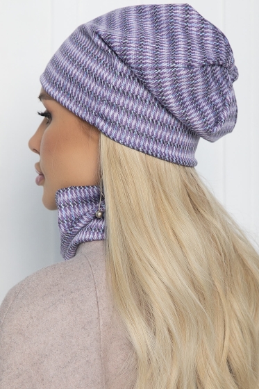 Комплект шапка и снуд (серый/сиреневый) ШС20
