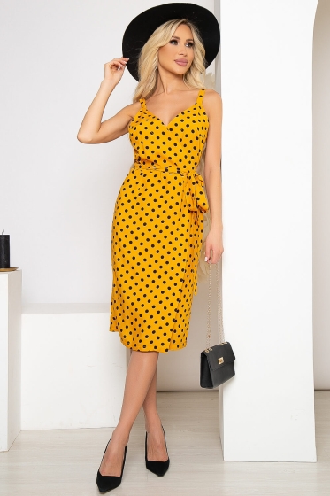 Сарафан "Изящный комплимент" (горчица, горох) П3907