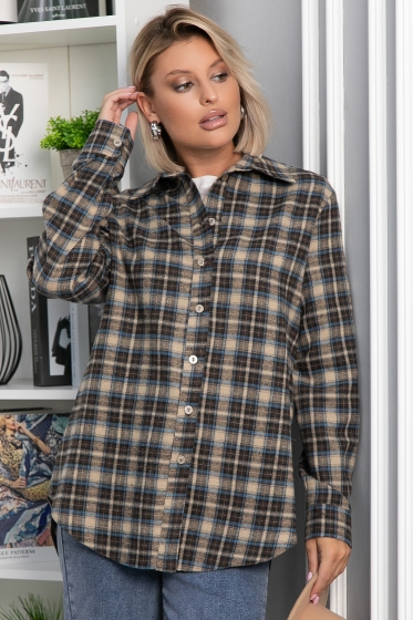Рубашка Денни (бежево-коричневая) Б14136-7М