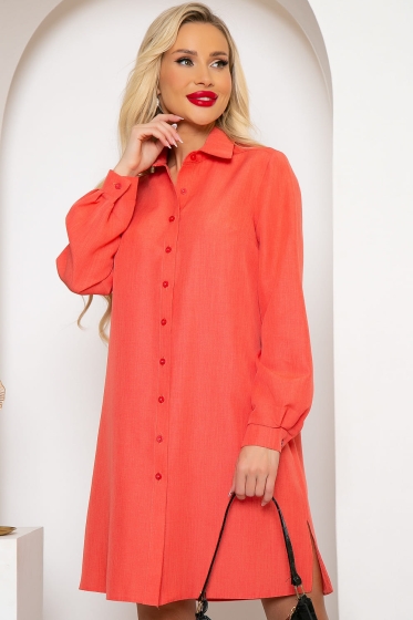Платье-рубашка "Чувство стиля" (коралл) П4036