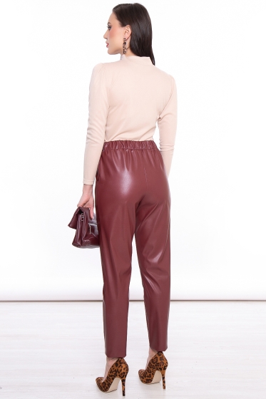 Брюки из экокожи "Твой день" (гранат) Б3137