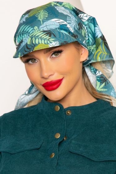 Косынка с козырьком (темная монстера) КК24