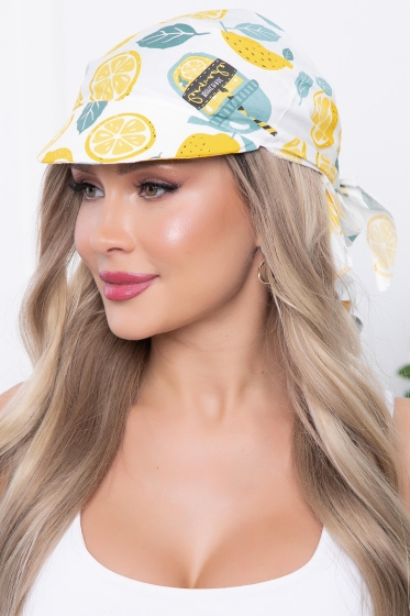 Косынка с козырьком (лимончики, белая) КК15