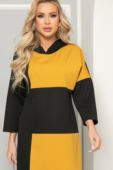 Платье "Стиль большого города" (блэк/горчица) П4939