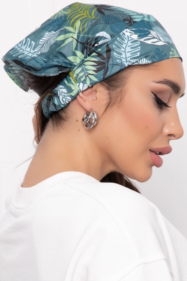 Косынка на резинке (темная монстера) КР4