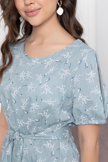 Платье "Магия цветов" (серо-голубое) П5983