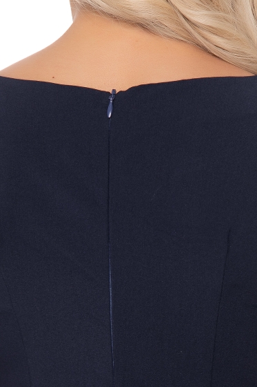 Платье футляр с воланом (темно-синее) П8321