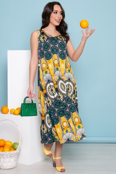 Сарафан "Чаровница" (фантазийный принт) П3295