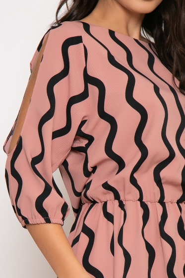 Платье "Танго вдвоём" (волна, чайная роза) П3896