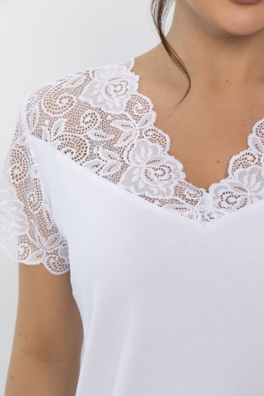 Блуза с кружевом Инь-Янь (белая) Б14256-18М
