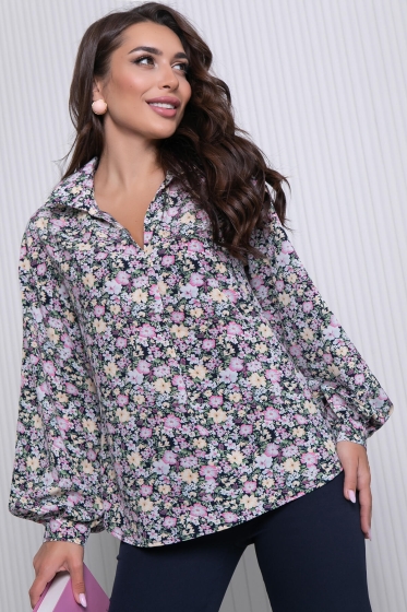 Блуза "Каролина" (темно-синяя) Б5949