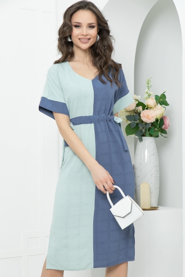 Платье "Фестия" (джинс/ментол) П5607