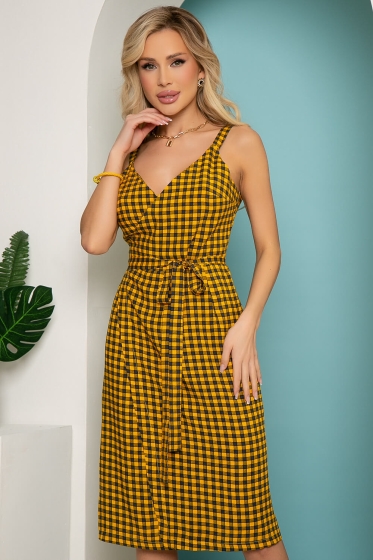 Сарафан "Изящный комплимент" (горчица) П3644