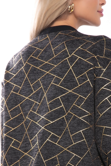 Платье "Янина" (серый меланж / золото ) П7508