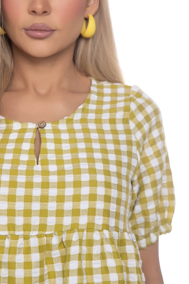 Платье Лето в клетку (горчица) П10192