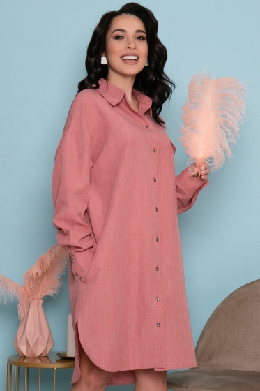 Платье рубашка "Портофино" (нежный коралл) П3383