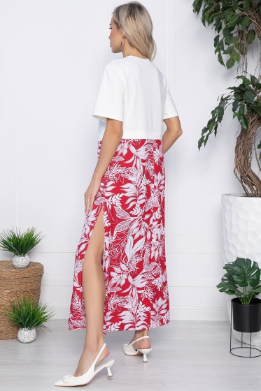 Платье Мелодия лета (бело-красное) П10791