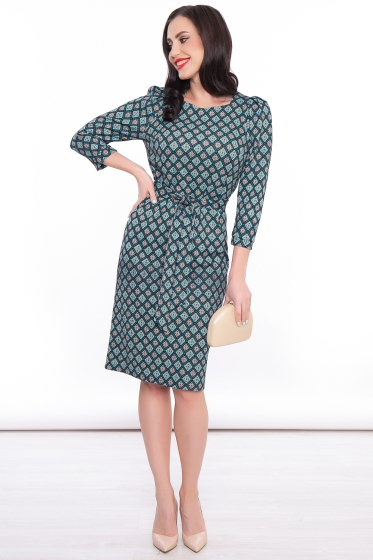 Платье "Миранда" (геометрия бирюза) П3067