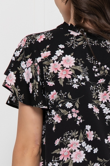 Платье "Хелен" (блэк/цветы) П6027