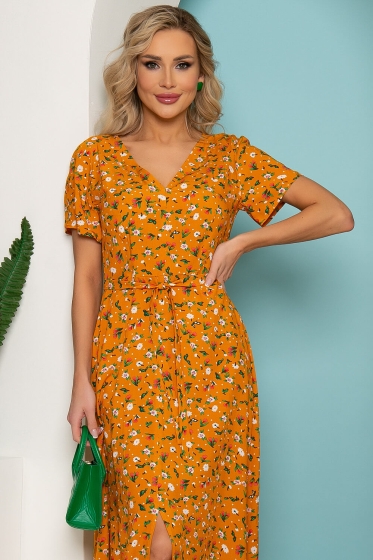 Платье "Римские каникулы" (горчица) П3524