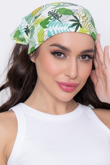 Косынка на резинке (зеленая монстера) КР5