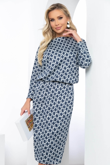Платье "Джун" (серо-синее) П5040