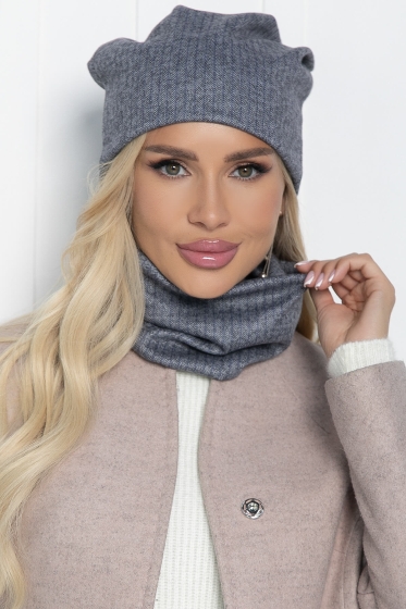 Комплект шапка и снуд (серый) ШС21
