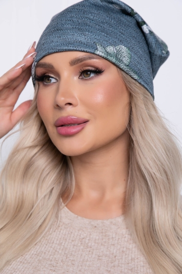 Шапка (цветы/зеленая) Ш10