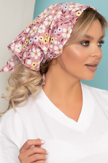 Косынка хлопковая (васильки, розовая) К17