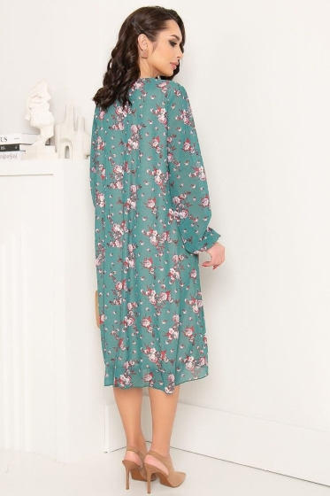 Платье "Волшебная история" (грин/розы) П7243