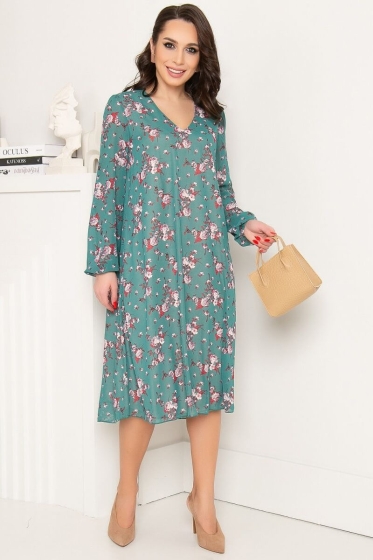 Платье "Волшебная история" (грин/розы) П7243