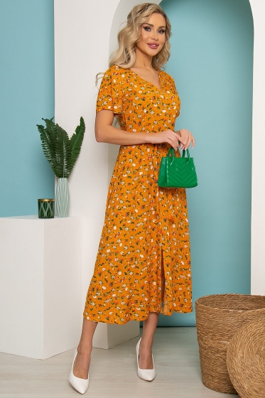 Платье "Римские каникулы" (горчица) П3524