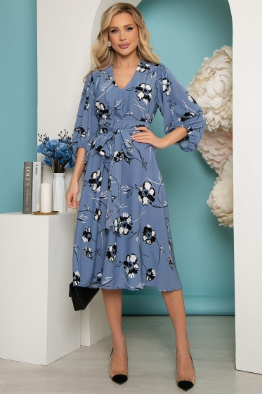 Платье "Нимфа" (серо-голубое) П3605