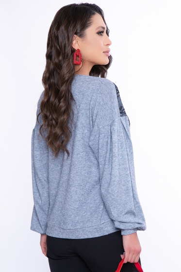 Джемпер с кружевом "Софи" (серо-голубой) Б2764