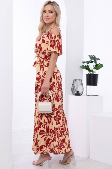 Платье "Марианна" (беж/цветы) П8856