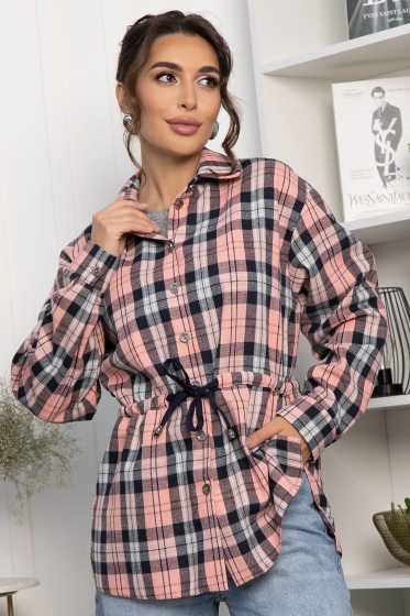 Рубашка хлопковая Джанет (персик/синий) Б14275-4М