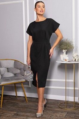 Платье с карманами Утренняя роса (черное) П14371-16М