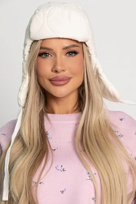 Ушанка стёганая (айвори) УС2