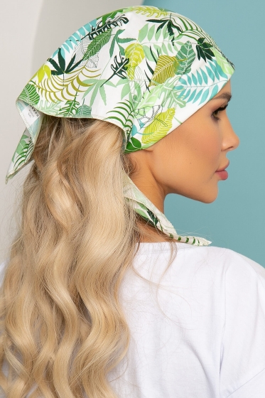 Косынка хлопковая (зеленая монстера) К6