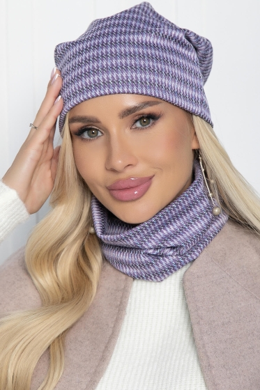 Комплект шапка и снуд (серый/сиреневый) ШС20