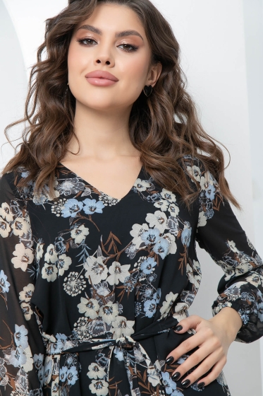 Платье "Волшебная история" (блэк, цветы) П4681